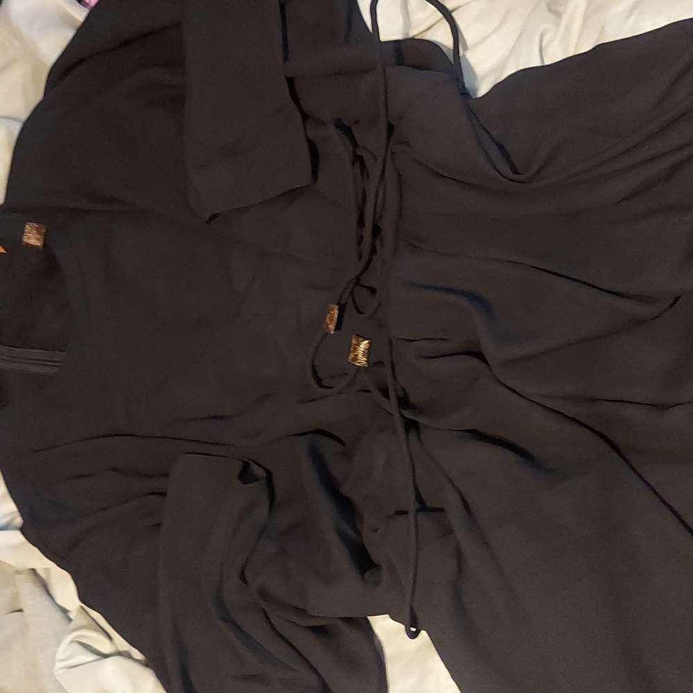 Louis Vuitton Black Long Sleeve Wrap Dress with Branded Tabs